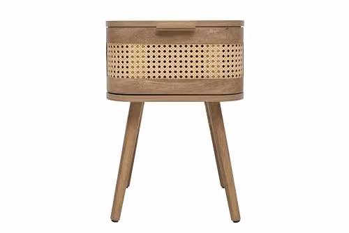 Birlea Noah Rattan and Oak 1 Drawer Bedside Table, Brown – 1