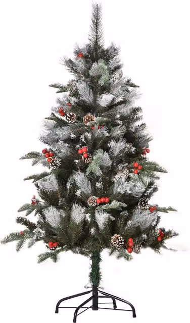 HOMCOM 4ft Green Artificial Snow Dipped Pencil Christmas Tree