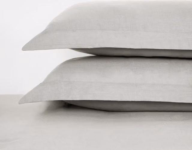 Highams Pair of Soft Oxford Edge Pillowcases in Silver Grey