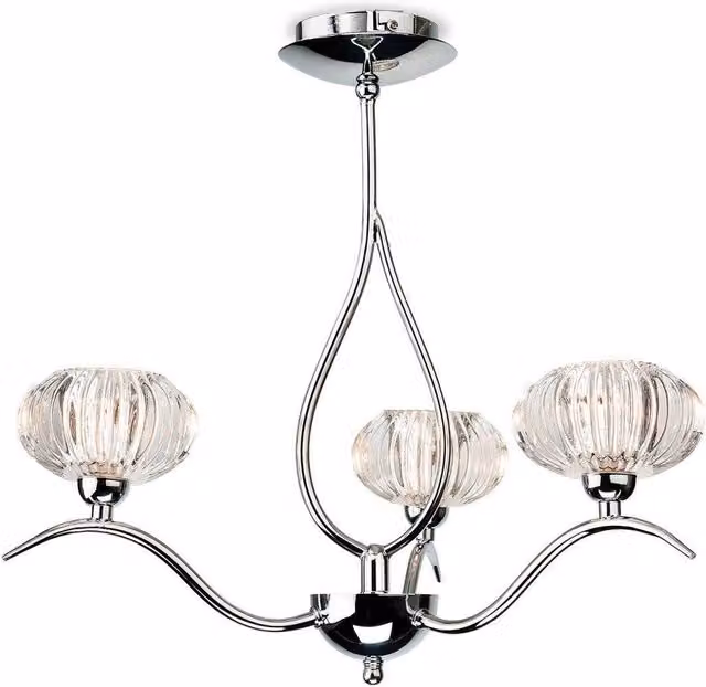Firstlight Lisbon 3 Light Semi Flush Ceiling Light in Chrome with Clear Glass