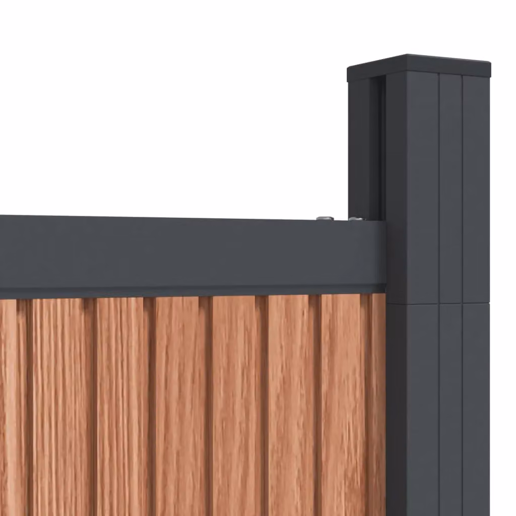 Berkfield Home Brown WPC and Aluminium Fence Panel, W: 1218 cm, H: 186 cm – 4