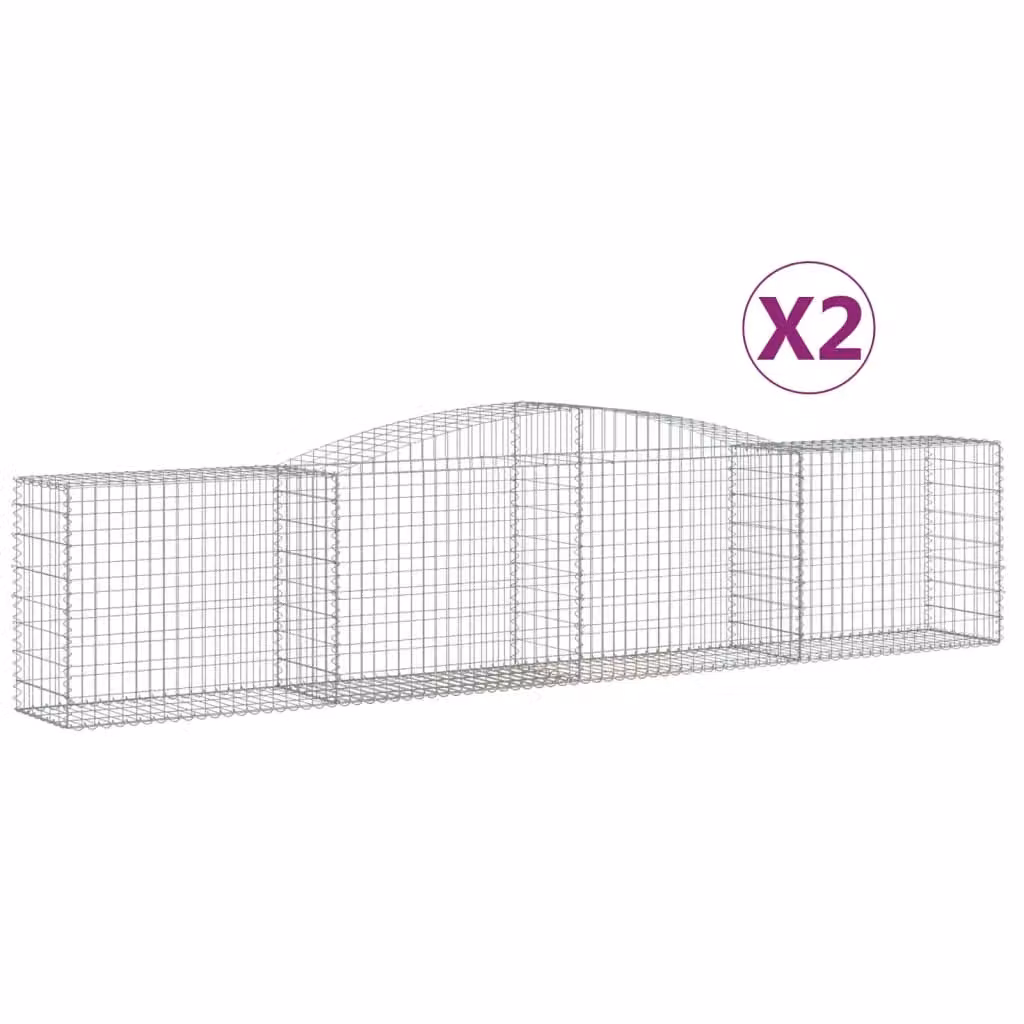 Berkfield Home Arched Gabion Baskets, 2 Piece Set, Silver Galvanised Steel, W: 400 cm, D: 50 cm, H: 80-100 cm – 2