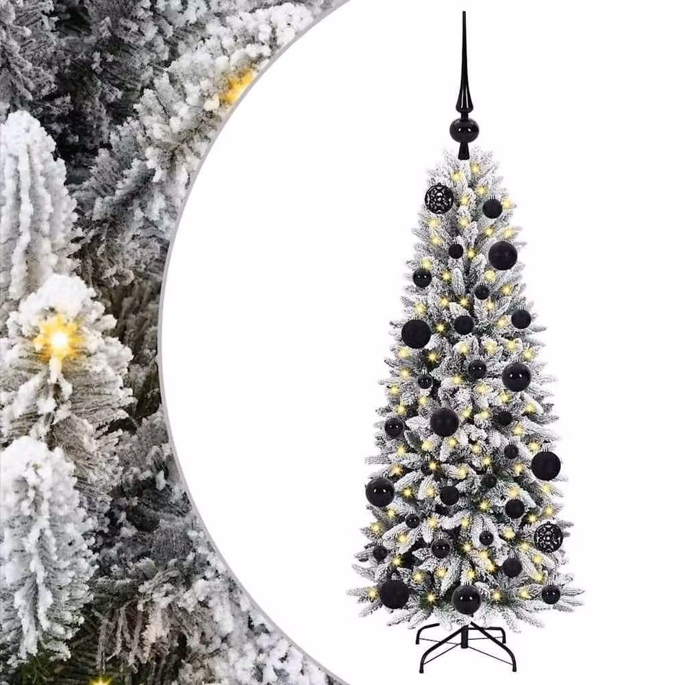 Berkfield Home Artificial Christmas Tree with 150 LEDs in Green and White, H x W x D: 120 x 53 x 53 cm – 2