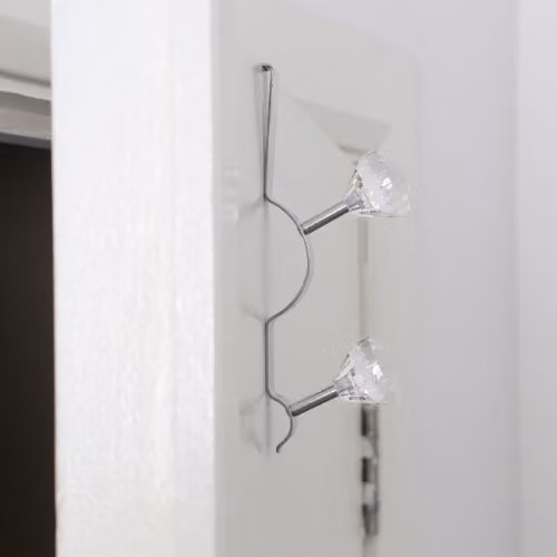 Orsina Double Over Door Hook with Teal Diamantes in Transparent – 3