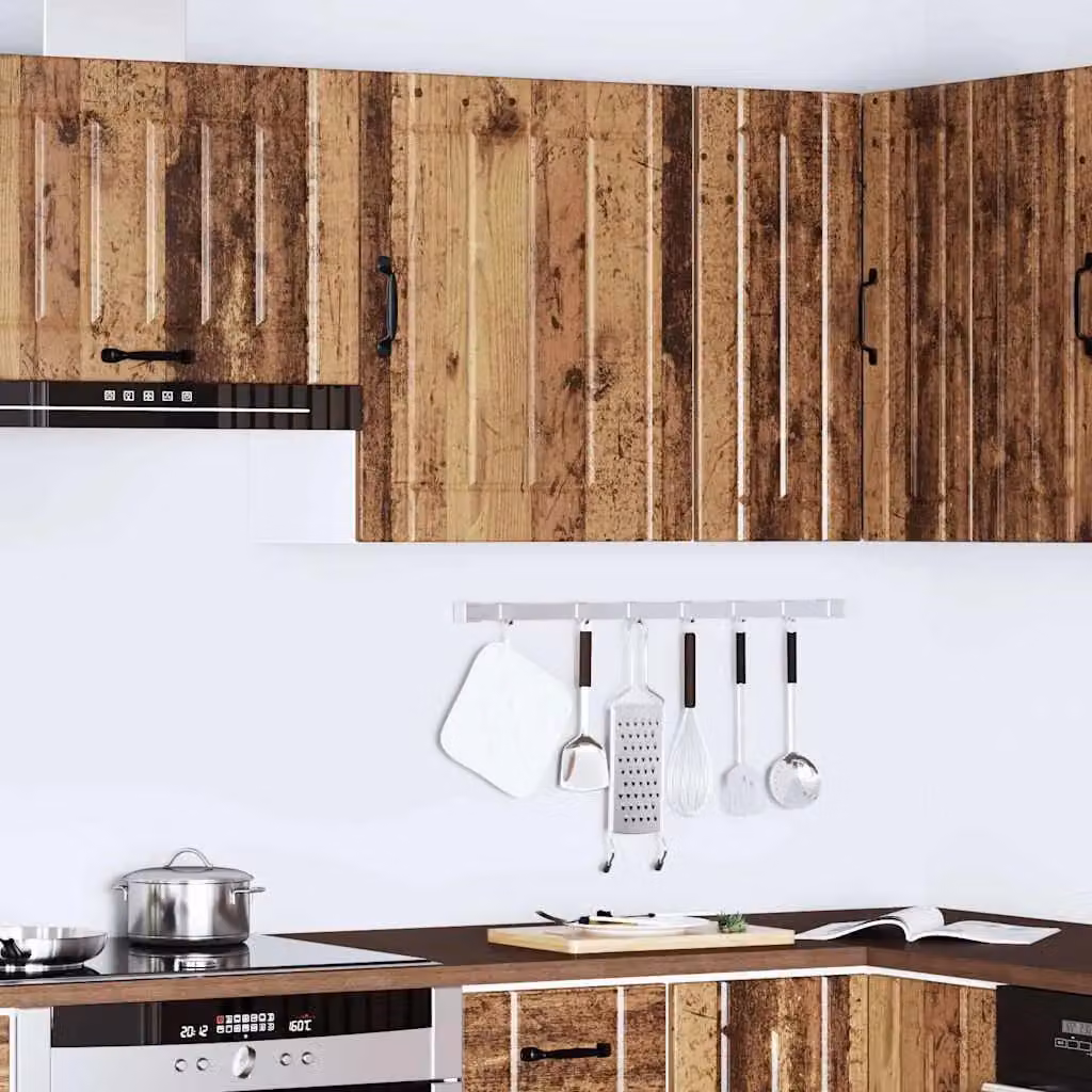 Berkfield Home Lucca Kitchen Wall Cabinet in Brown with Glass Doors – 3