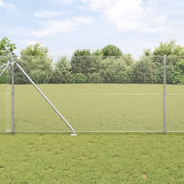 Berkfield Home Welded Wire Fence with 13 Spike Posts, Galvanised Steel, Silver, H: 120 cm x L: 50 m