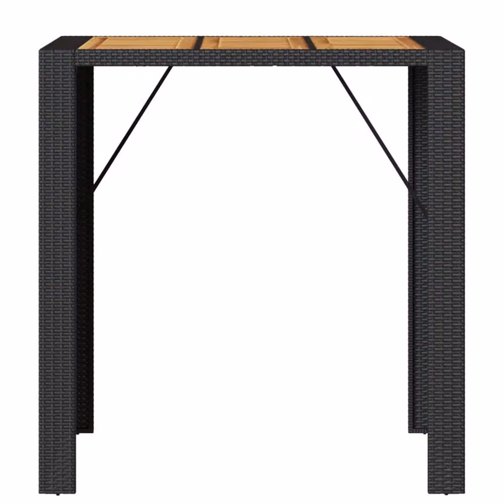 Berkfield Home Modern Garden Bar Table with Black Poly Rattan and Acacia Wood Top, W: 105 cm, D: 80 cm, H: 110 cm – 5