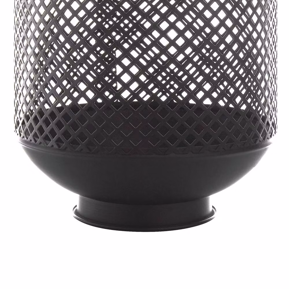 Wyld and Coco Black Metal Lantern with Rope Handle and Openwork Filigree for a Single Candle, H: 34.0 cm, W: 20.0 cm – 5