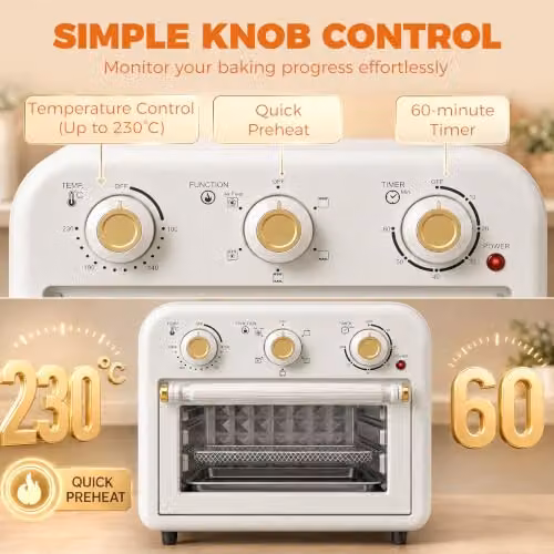 HOMCOM 12 L Convection Air Fryer Oven with Hot Air Function in Cream White – 4