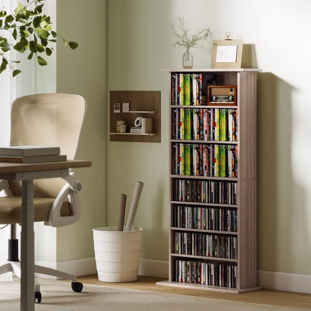 Wyld Haus Paleni Media Storage Unit in Natural Wood Finish with 8 Compartments and Adjustable Shelves – 3