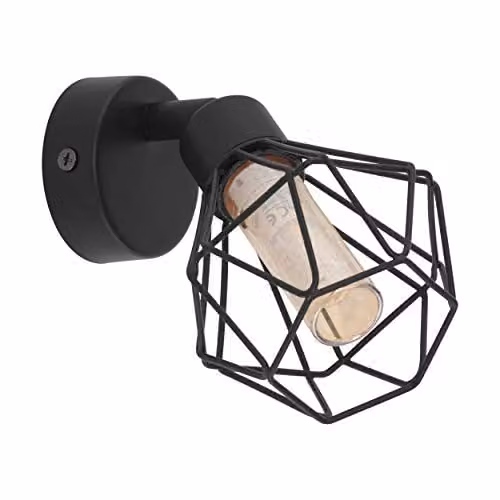 Loops Modern Wall Sconce with Amber Glass Shade and Black Metal Finish, Includes G9 LED Bulb – 1