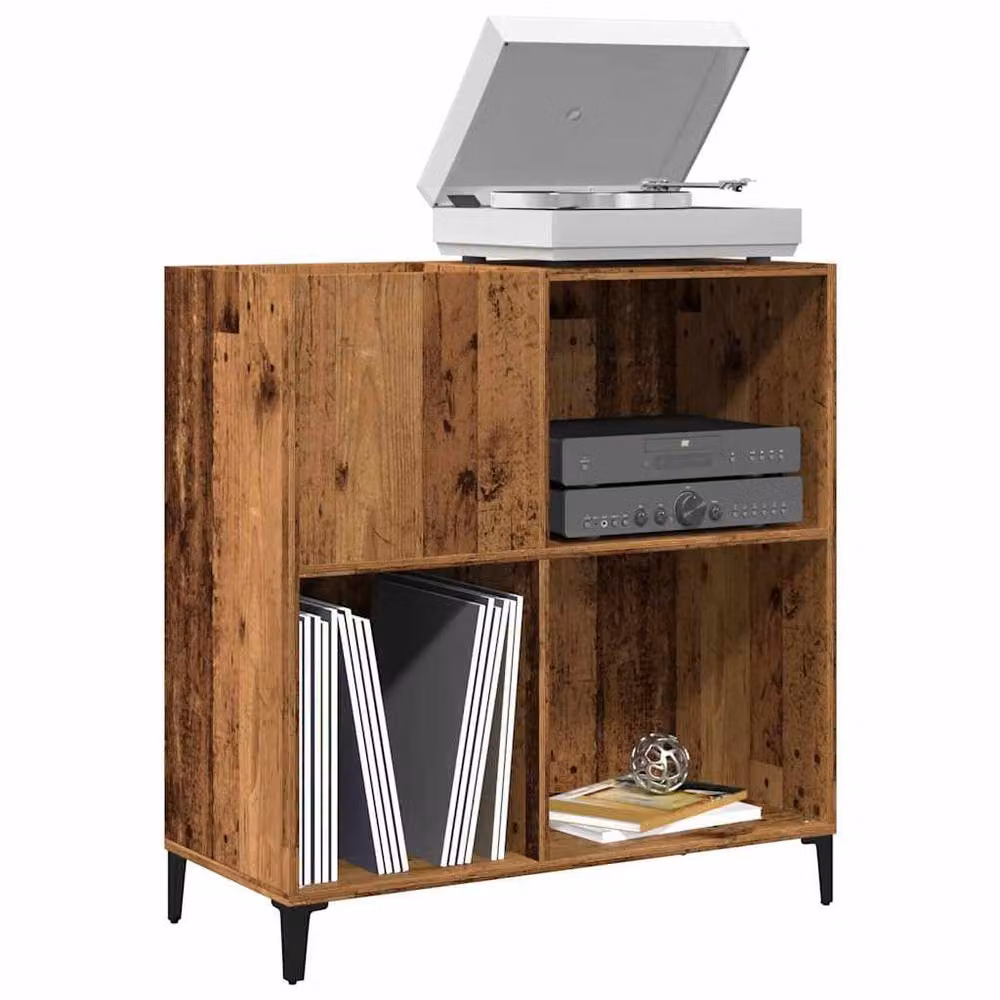Berkfield Home Record Cabinet in Old Wood Brown, W/D/H: 84.5 x 38 x 89 cm – 2