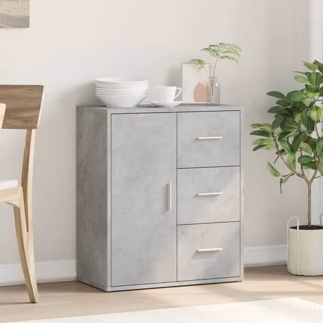Berkfield Home Sideboard in Concrete Grey, W/D/H: 60 x 31 x 70 cm – 1