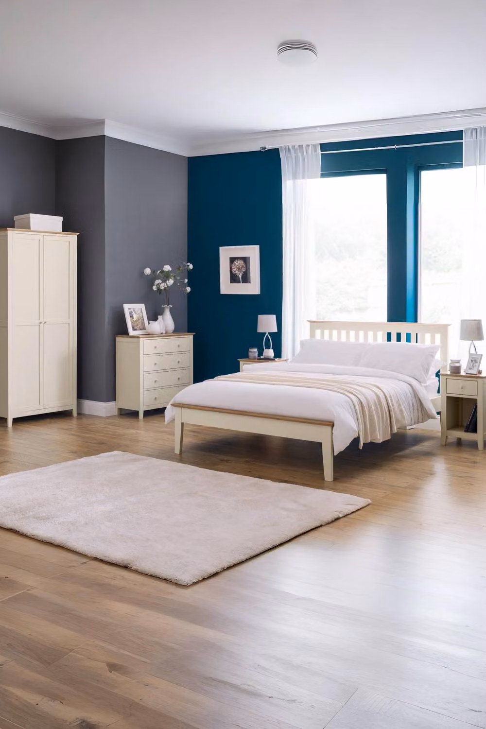Julian Bowen Salerno Bed, Oak and White, W/D/H: 140 x 200 x 105 cm – 2