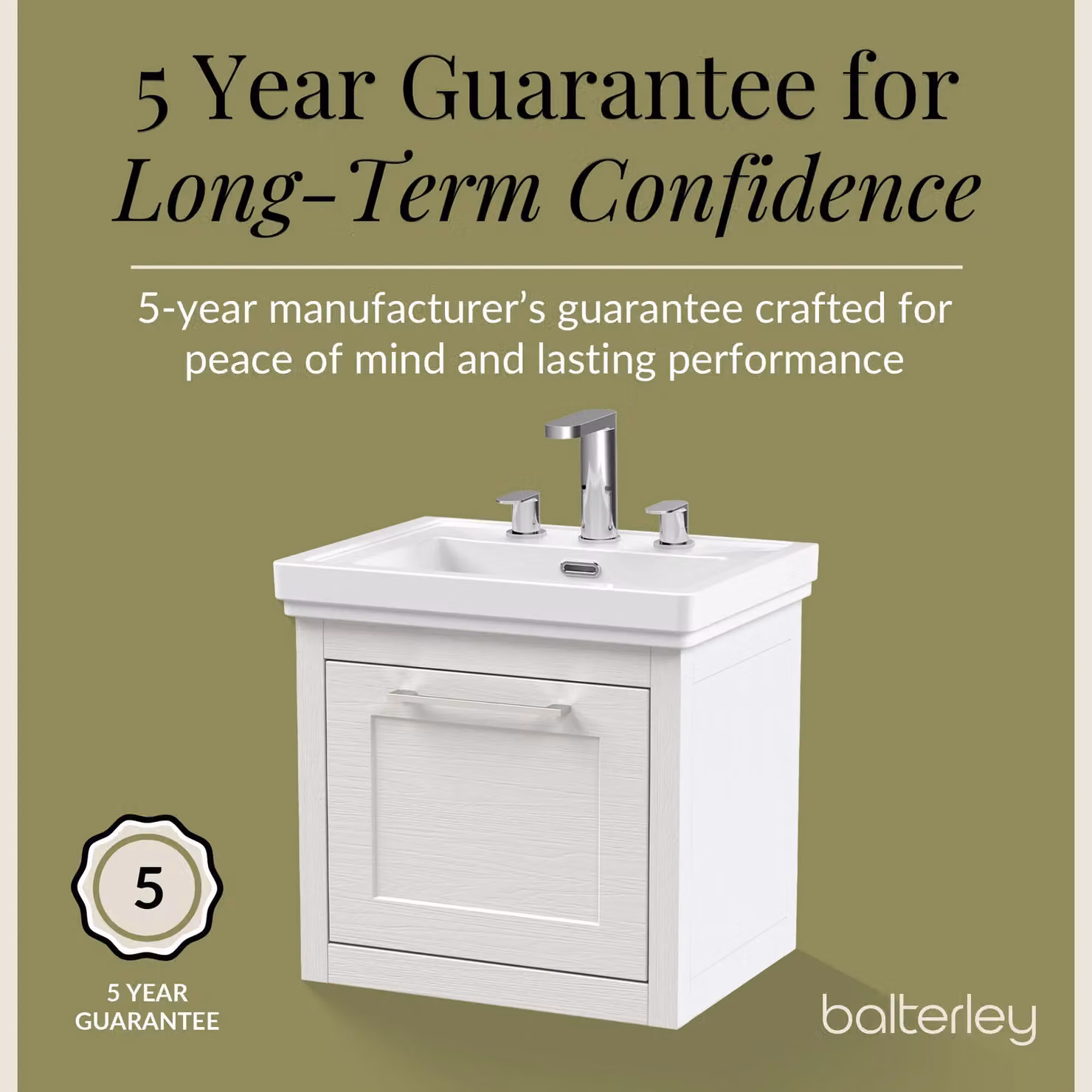 Balterley Wall Mounted Single Drawer Bathroom Vanity Unit with Basin in White W/D/H: 53.1 x 40.6 x 51.5 cm – 4