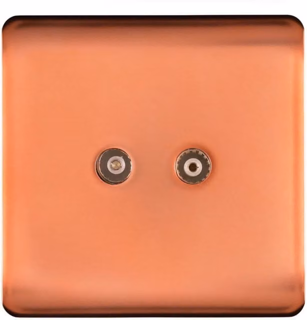 Trendi Switch 2 Gang Female Co-Axial Television Socket in Copper