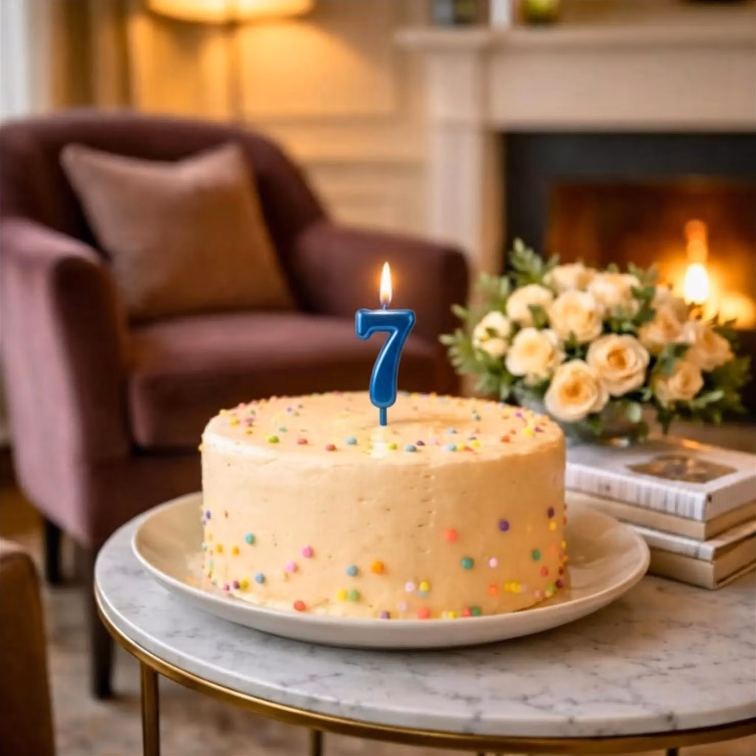 Shatchi Blue Number 7 Birthday Cake Topper Candle for Anniversary and Party Decorations – 6