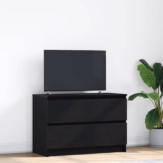 Berkfield Home Modern Matt Black TV Cabinet in MDF, W/D/H: 80 x 35 x 54 cm