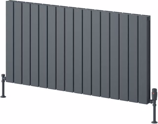 Bathroom Kingdom Piatto Anthracite Double Flat Panel Horizontal Aluminium Radiator, Grey, W: 119.5 cm, H: 60 cm