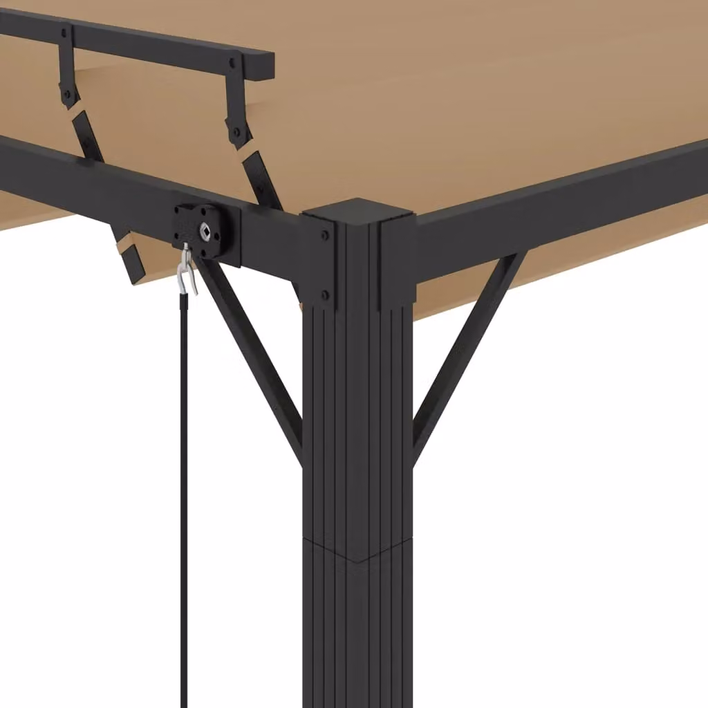Berkfield Home Gazebo with Louvered Roof in Beige Aluminium and Taupe Fabric, W/D/H: 300 x 300 x 300 cm – 3