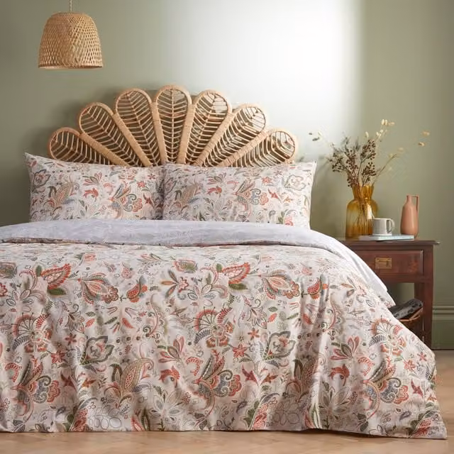Charlotte Thomas Jacobus Floral Duvet Cover and Pillowcase Set in Multicolour Vintage Beige and Yellow