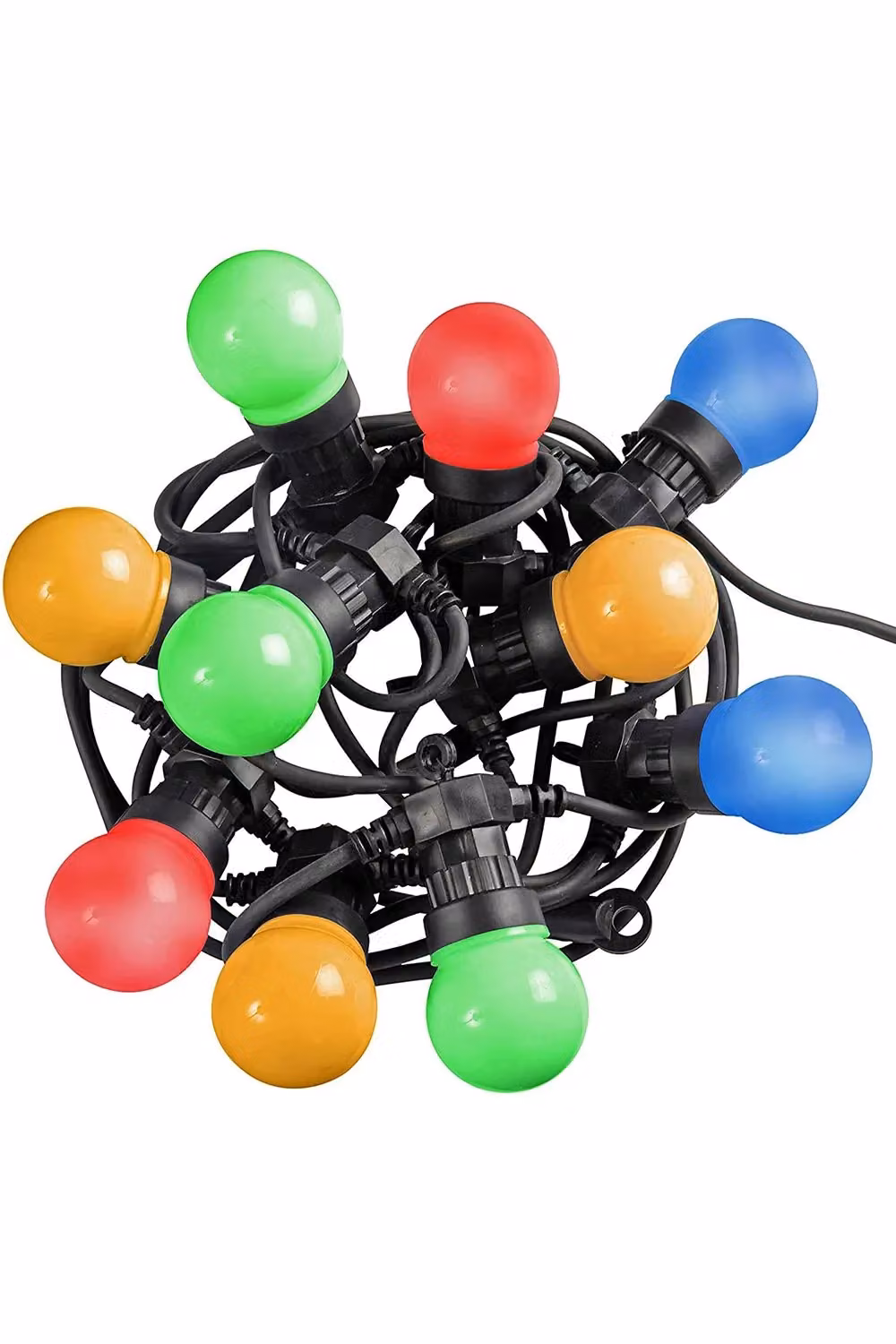 CGC Lighting Daphne Multicolour LED Festoon Outdoor String Lights with Black Shatterproof Sphere Bulbs – 2