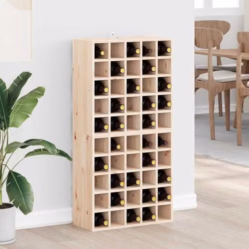 vidaXL Set of 2 Rustic Natural Pine Wood Wall-Mounted Wine Racks, W/D/H: 56 x 25 x 56 cm – 2