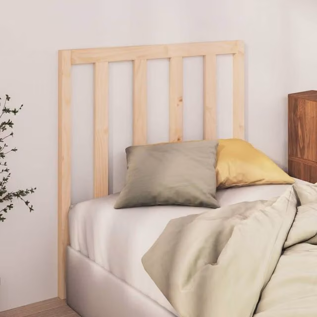 Berkfield Home Beautiful Solid Wood Pine Bed Headboard in Beige, W/D/H: 95 x 4 x 100 cm – 1