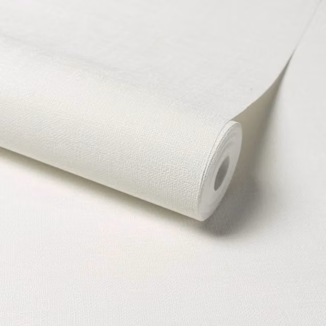 Grandeco Plain Textured Linen Effect Fabric Wallpaper in White