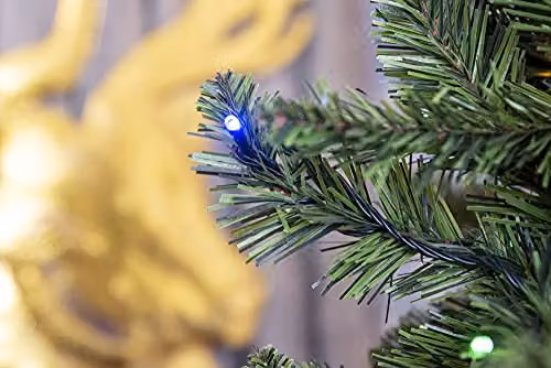 Shatchi 7ft Imperial Pine Artificial Christmas Tree with Multicolour LEDs in Green – 5