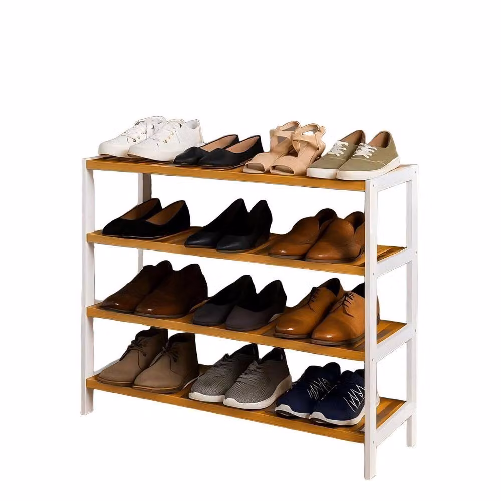 Ventryn 4 Tier Freestanding Stackable Shoe Rack in White – 4