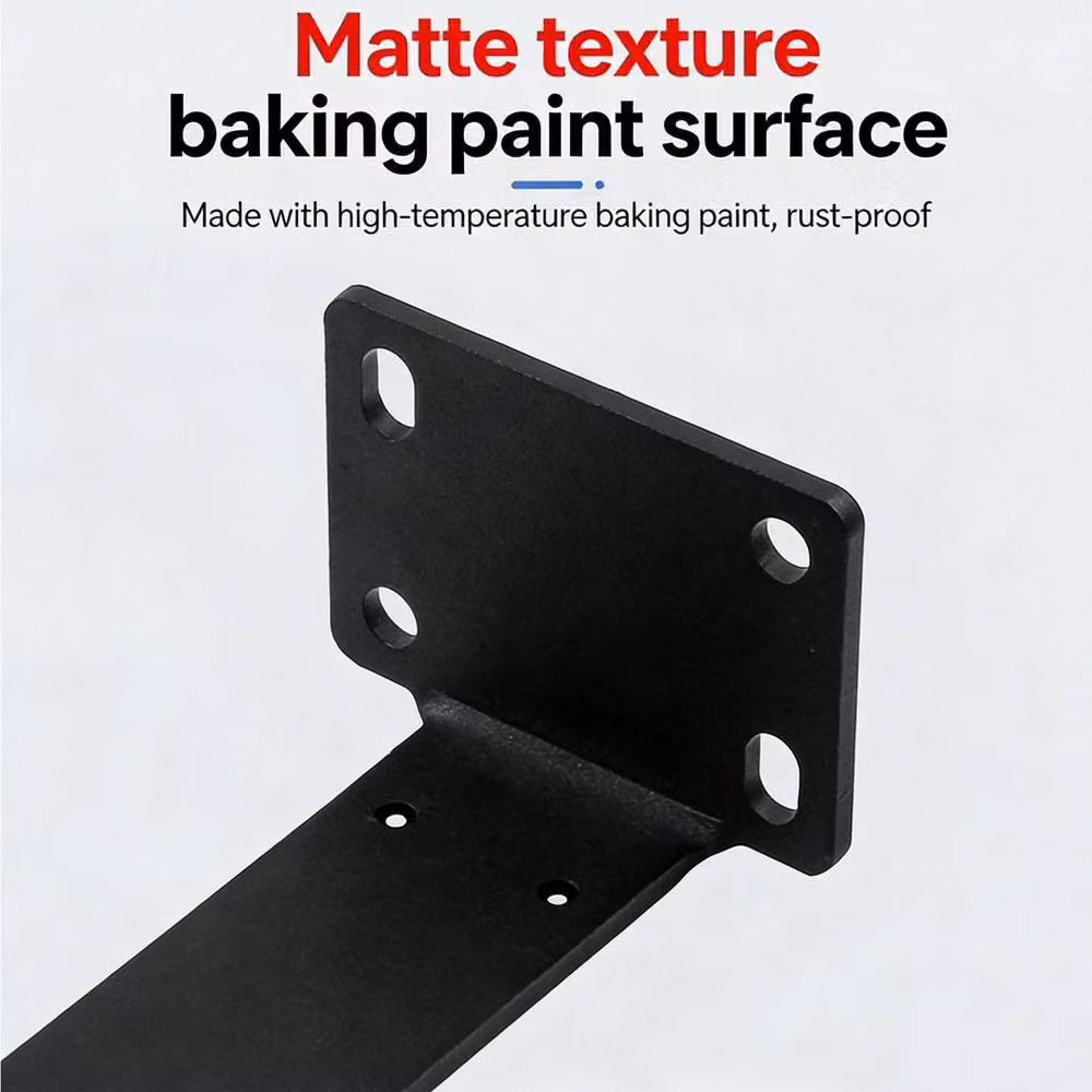 PAWNORA Matt Black Steel Floating Shelf Brackets, 4-Piece Set, Length: 24 cm – 4