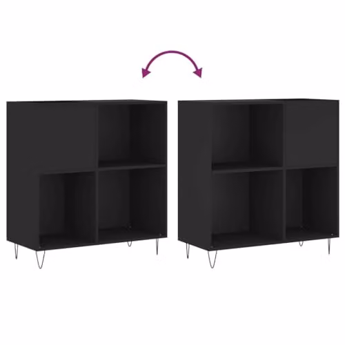 vidaXL Classic Record Cabinet in Black, W/D/H: 84.5 x 38 x 89 cm – 4