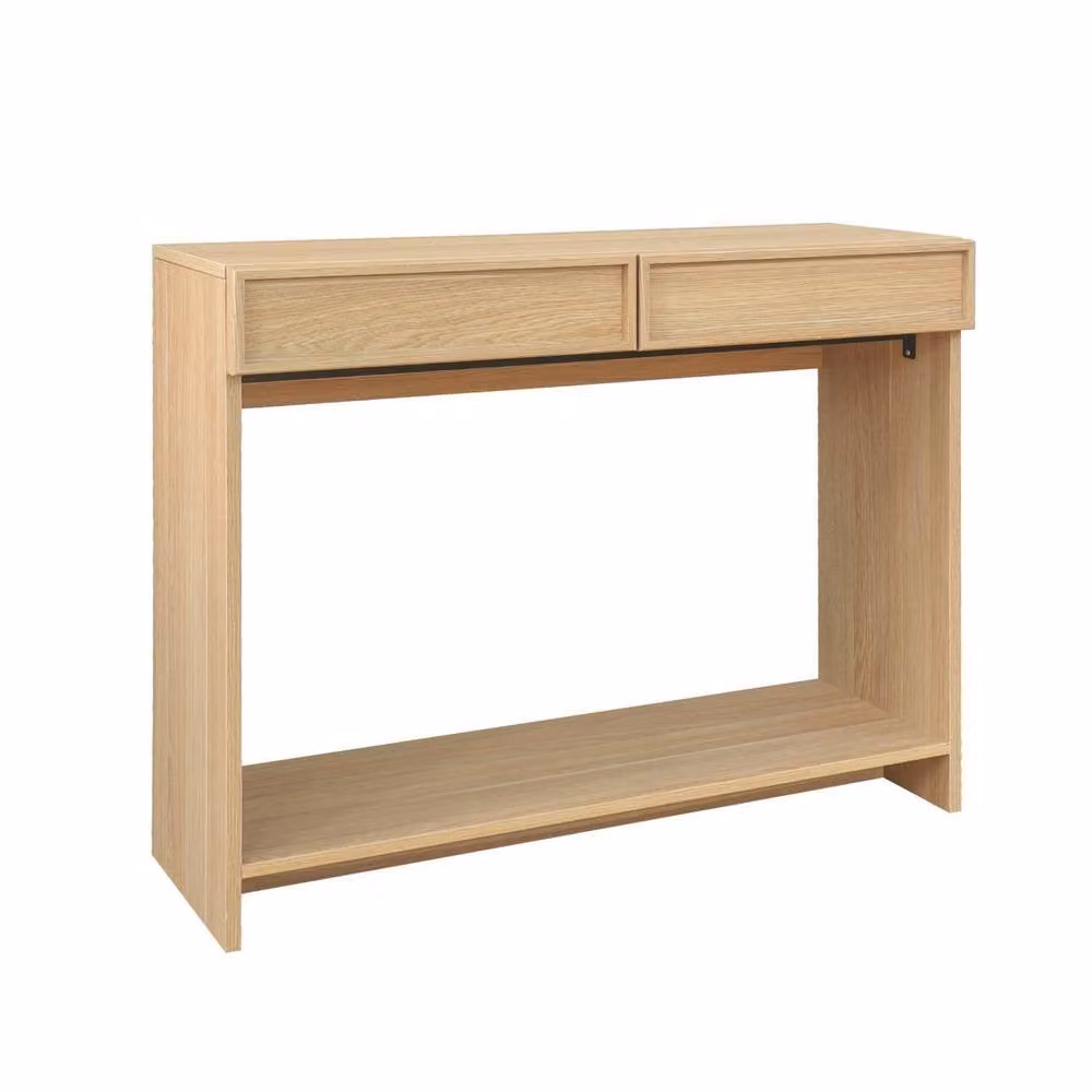 sweeek Modern Wood Effect Console Table with 2 Drawers and Shelf in Brown Walnut, W/D/H: 80 x 33 x 78 cm – 2