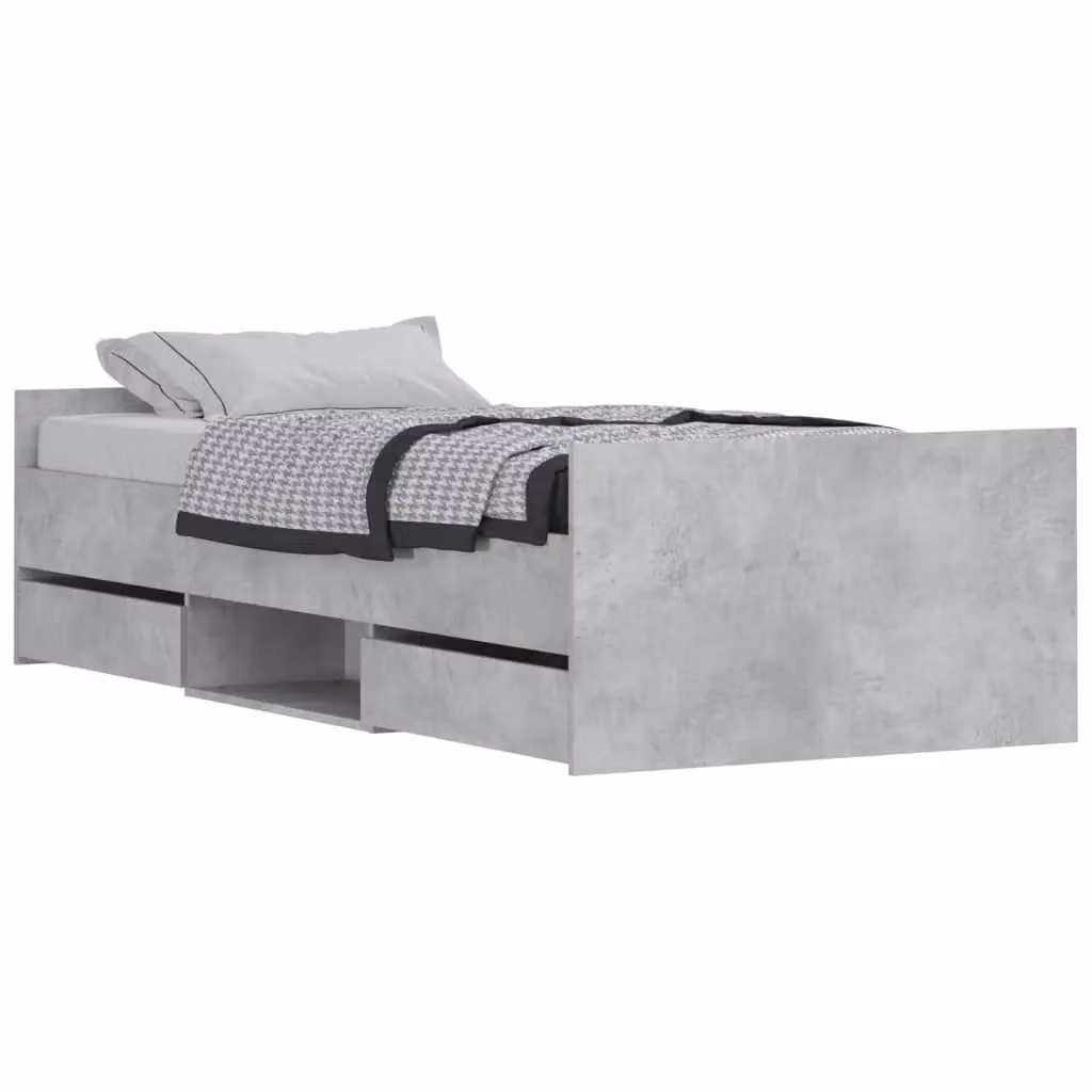 Berkfield Home Bed Frame with Headboard and Footboard in Concrete Grey, W/D/H: 100 x 200 cm – 2