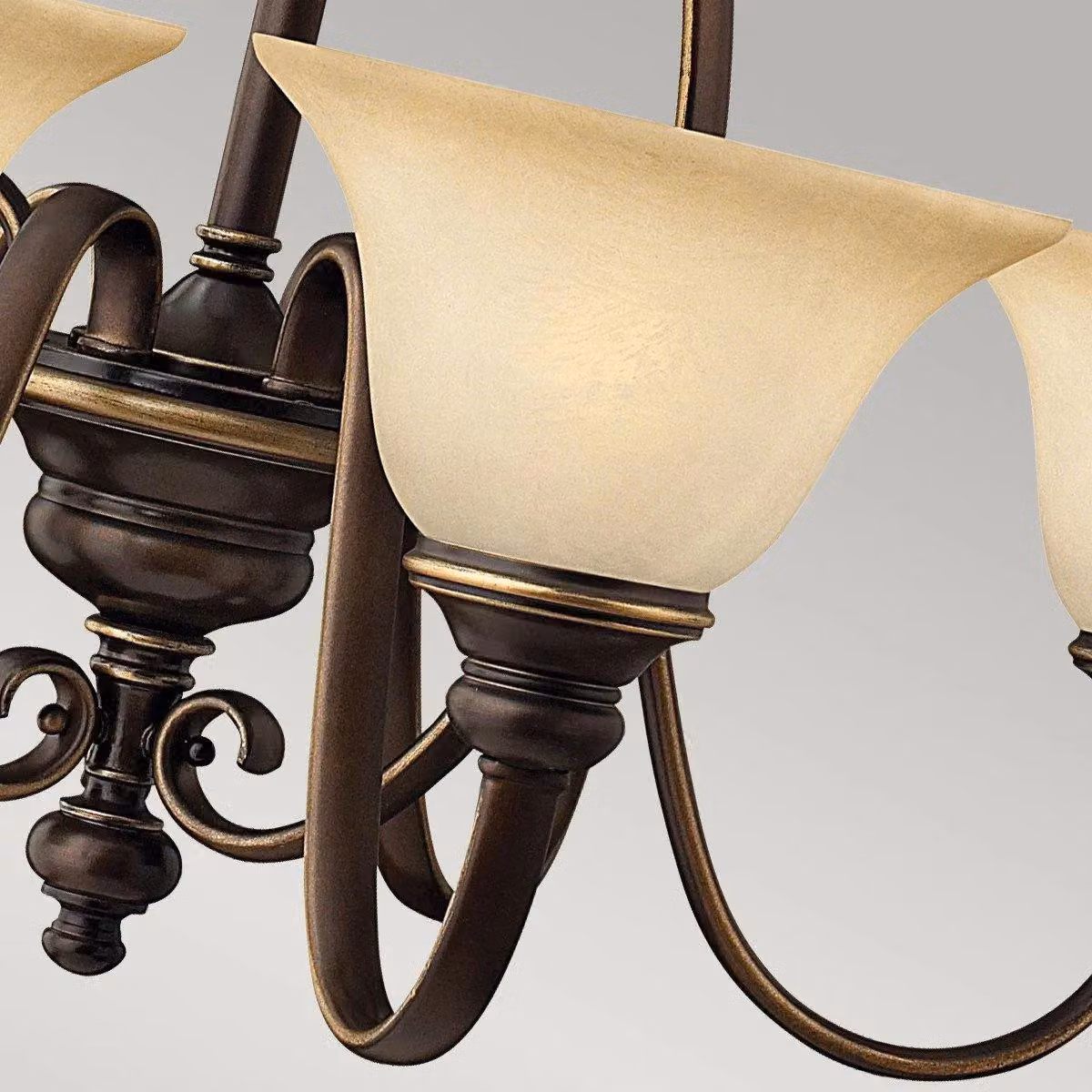 Netlighting Cello 6 Light Multi Arm Chandelier in Antique Bronze and Brown with Faux Alabaster Glass – 3