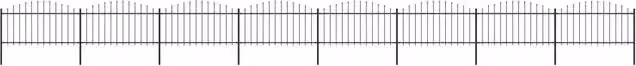 Berkfield Home Black Steel Palisade Garden Fence with Spear Top, W/D/H: 13.6 x 1.25-1.5 x 1.7 m – 1