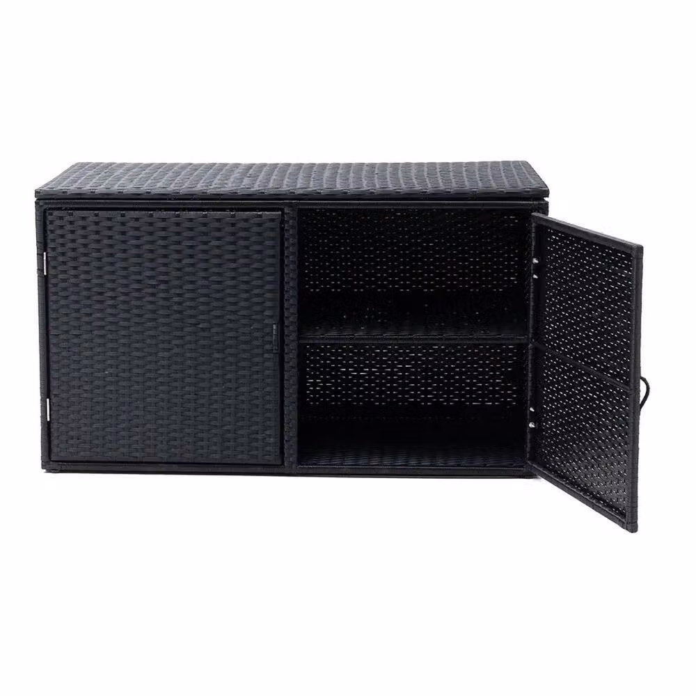 FLAVORA Large Outdoor Rattan Storage Box in Black – 4
