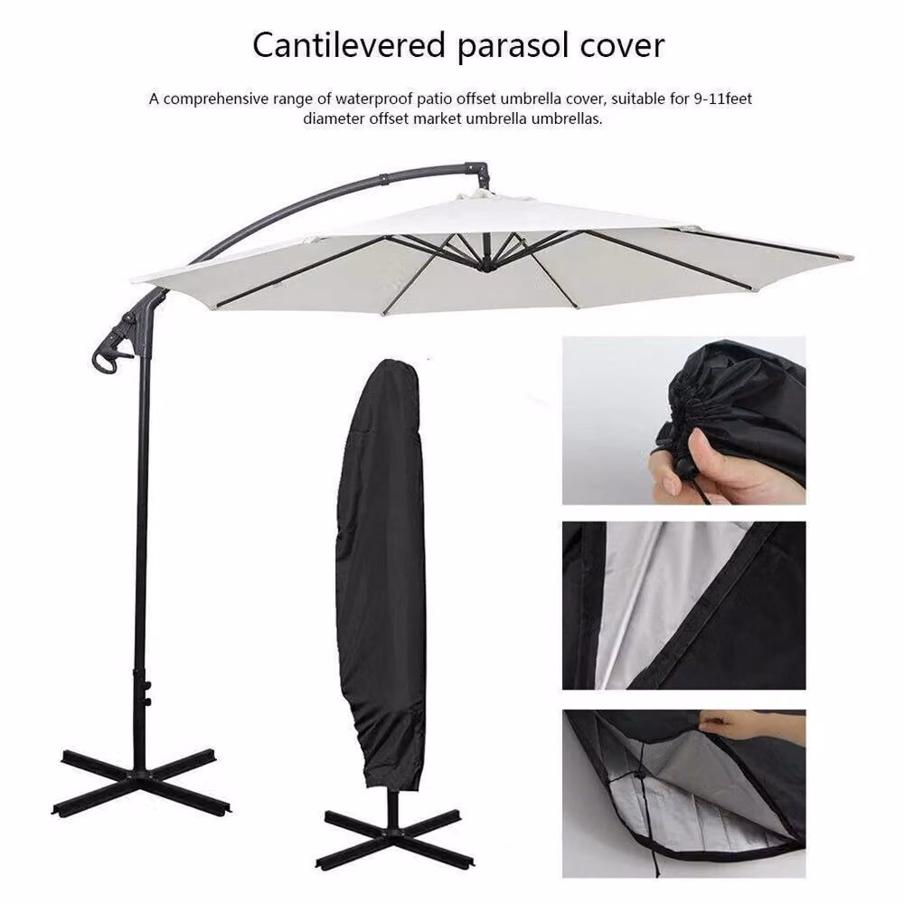 FLAVORA Black Polyester Patio Cantilever Parasol Cover, W/D/H: 280 x 45 x 80 cm – 3