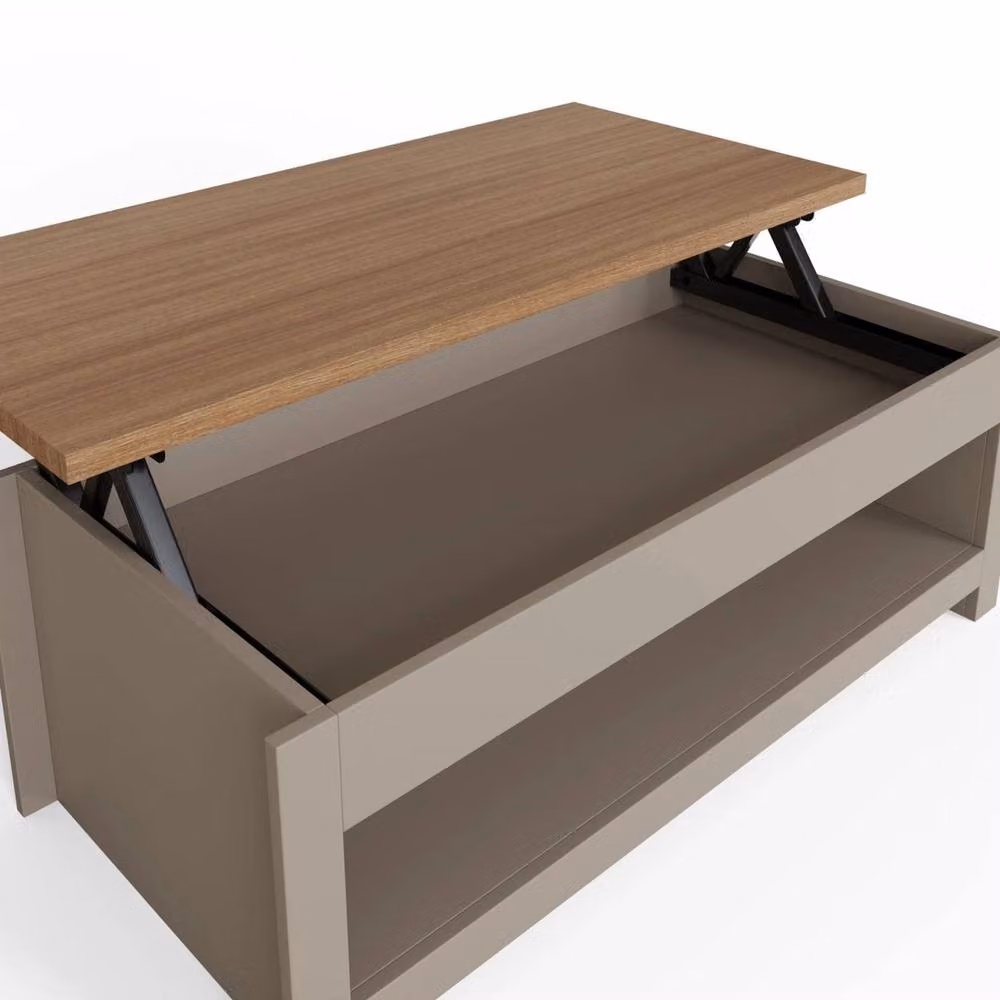 VOGREX Modern Grey Coffee Table with Lift Up Storage Shelf – 4