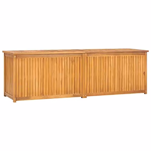 vidaXL Brown Lacquered Teak Wood Garden Box with Removable Lid, W/D/H: 175 x 50 x 55 cm