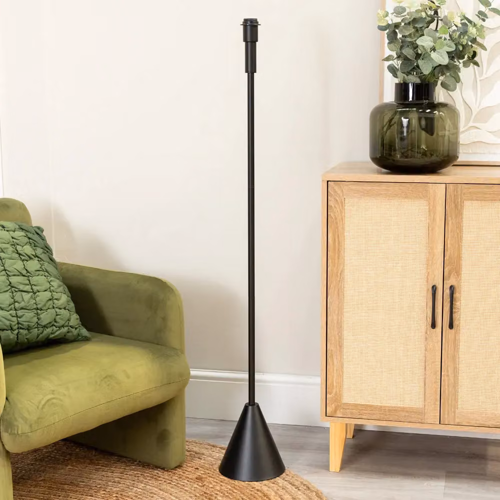 ValueLights Mitch Modern Wooden Single Stem Triangle Floor Lamp Base in Black – 2
