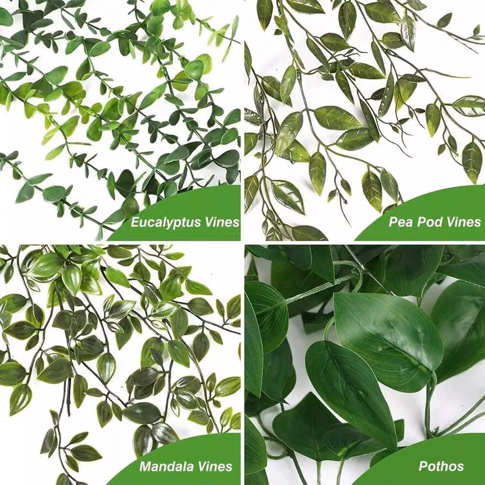 NESTLUNE 4-Pack of Green Artificial Hanging Plants with Pots, Length: 100 cm, Width: 15 cm, Depth: 15 cm – 3