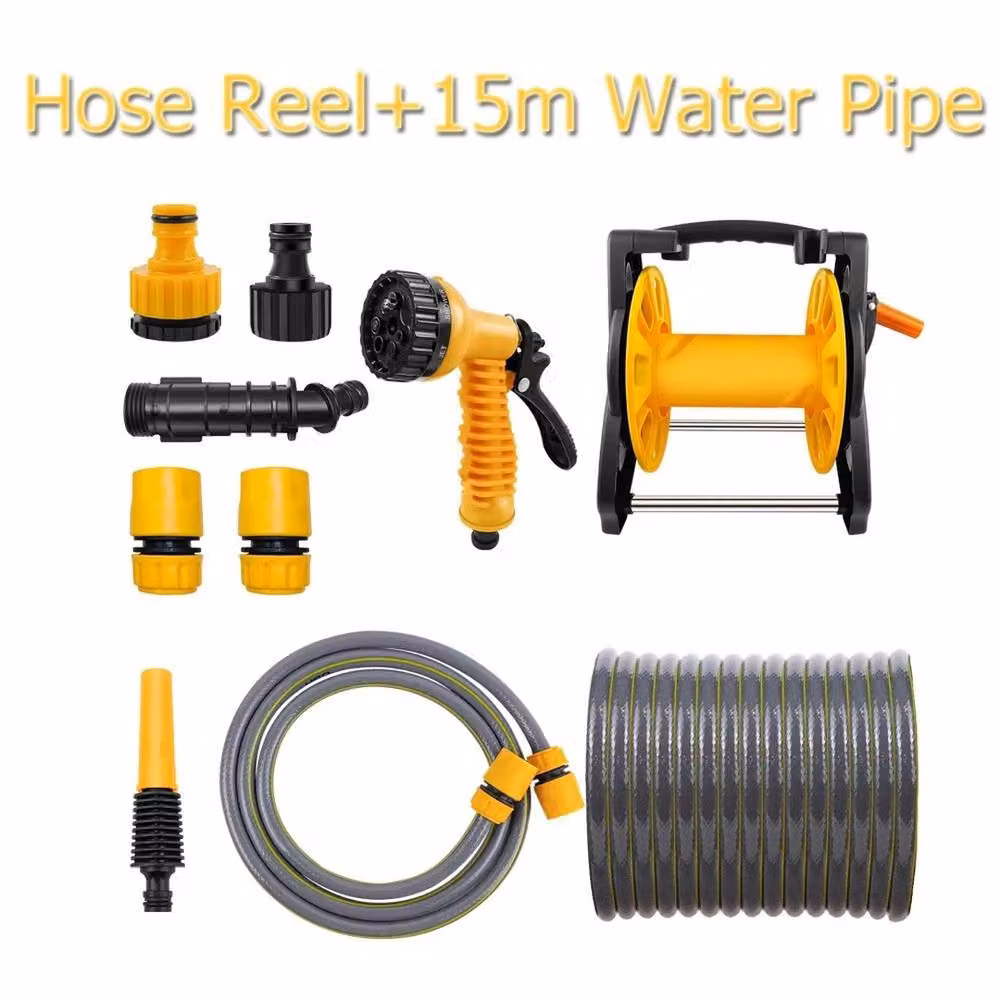 NESTLUNE Retractable Garden Hose Reel with 15m Water Pipe, Yellow – 2