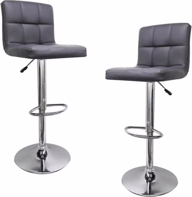 Alivio Modern Grey Synthetic Leather Bar Stools with Metal Frame