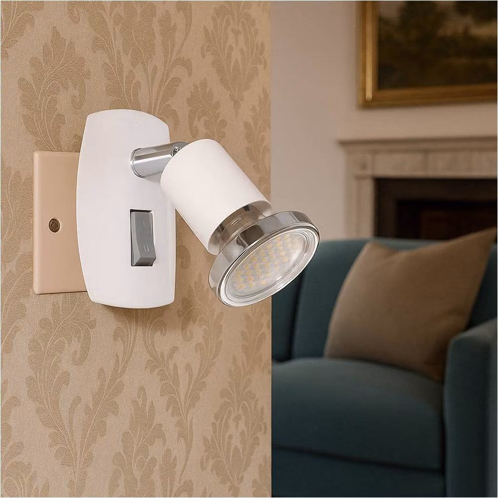 Loops 2 Pack Modern White and Chrome LED Wall Lights with GU10 Bulbs – 2