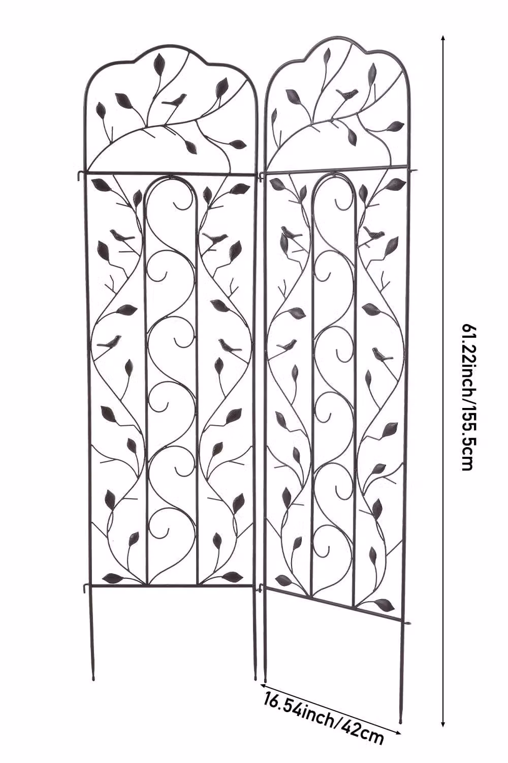 Garden Sanctuary 2-Piece Black Metal Freestanding Round Garden Trellis – 3