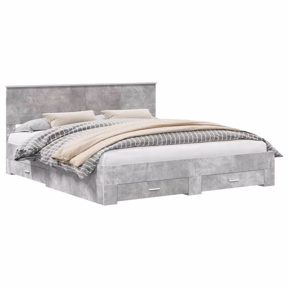 Berkfield Home Modern Bed Frame in Grey Engineered Wood 200 x 200 cm – 2