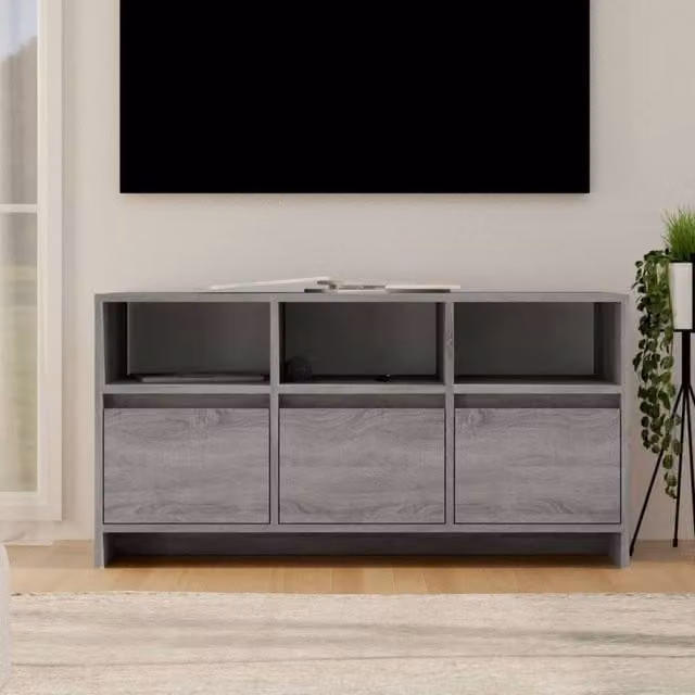 Berkfield Home Grey Sonoma TV Cabinet, W: 102 cm, D: 37.5 cm, H: 52.5 cm – 1