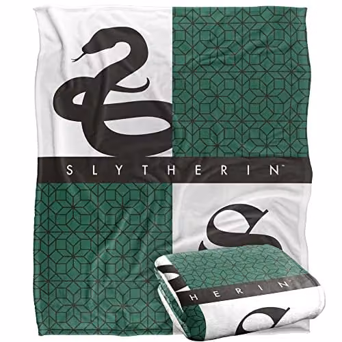 Warner Brothers Harry Potter Slytherin House Pride Fleece Blanket, W/D/H: 152 x 127 cm, White/Multicolour – 1